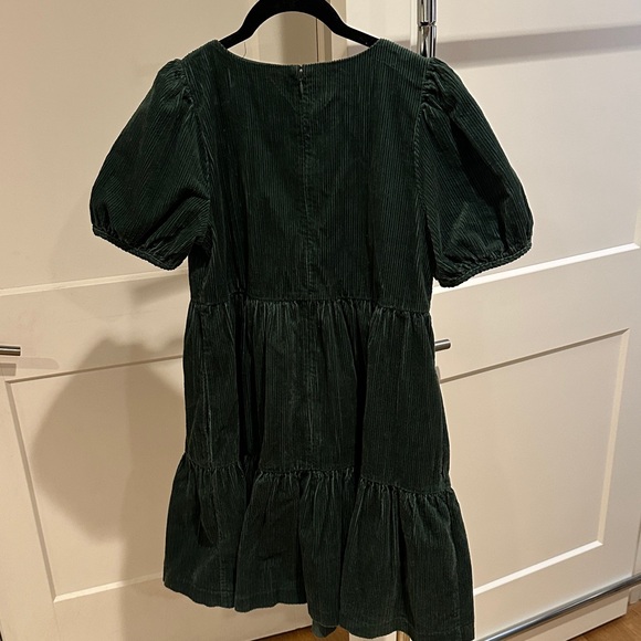 Green Corduroy Dress with Puff Sleeves - Picture 7 of 7